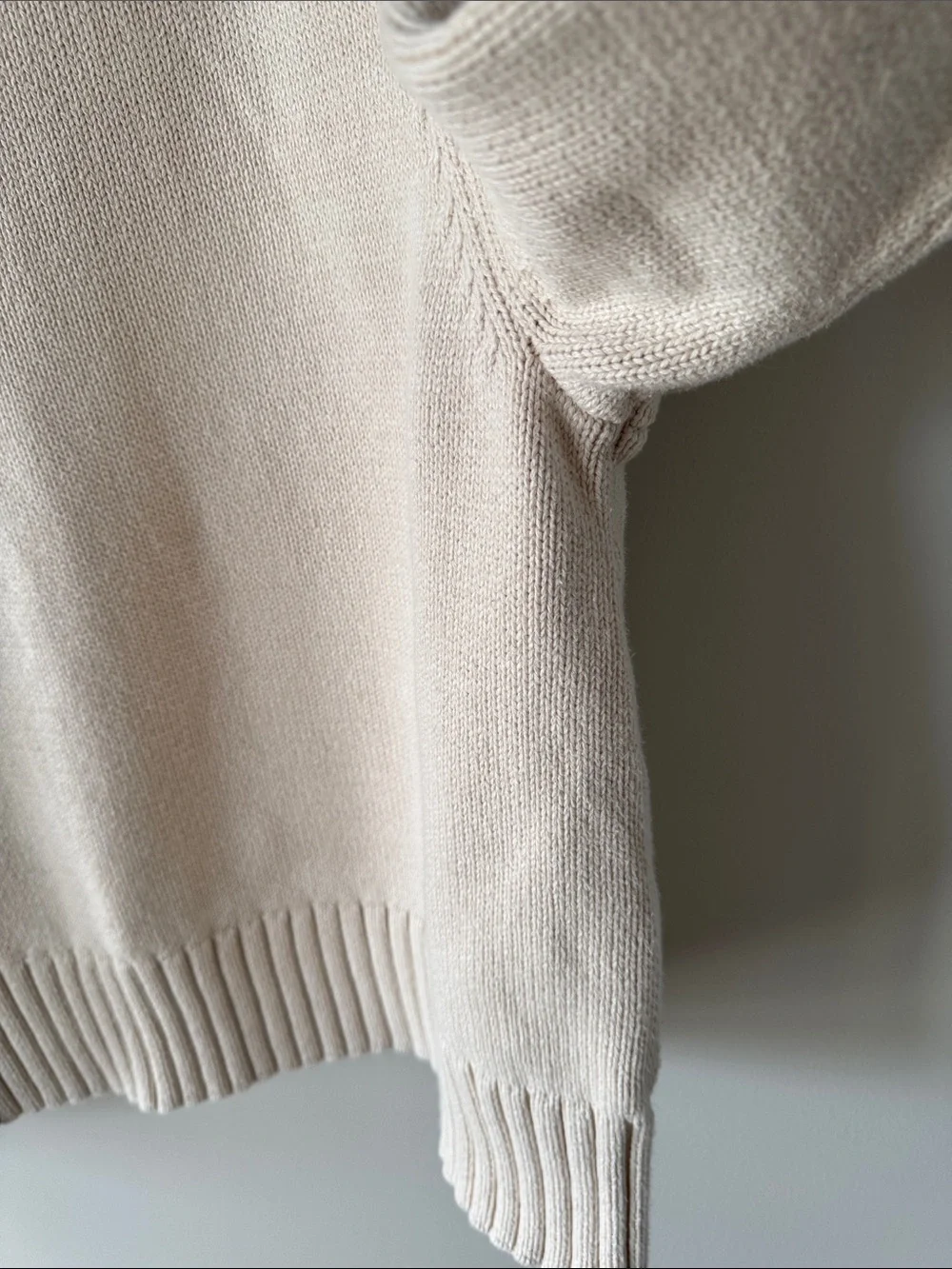 J. Crew Cream Cotton Ribbed Mock Neck Sweater Fisherman Coastal Preppy Classic